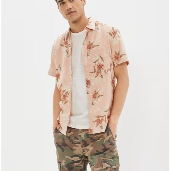 American Eagle Outfitters Other - NWOT American Eagle Size 2XL Linen Cotton Hawaiian Tropical Button Up Shirt